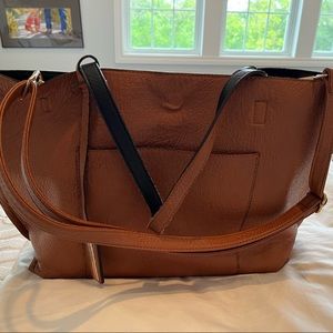 Large Tote Bag, reversible, cognac and black